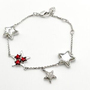 Swarovski Star Charm Bracelet with Red and White Crystals